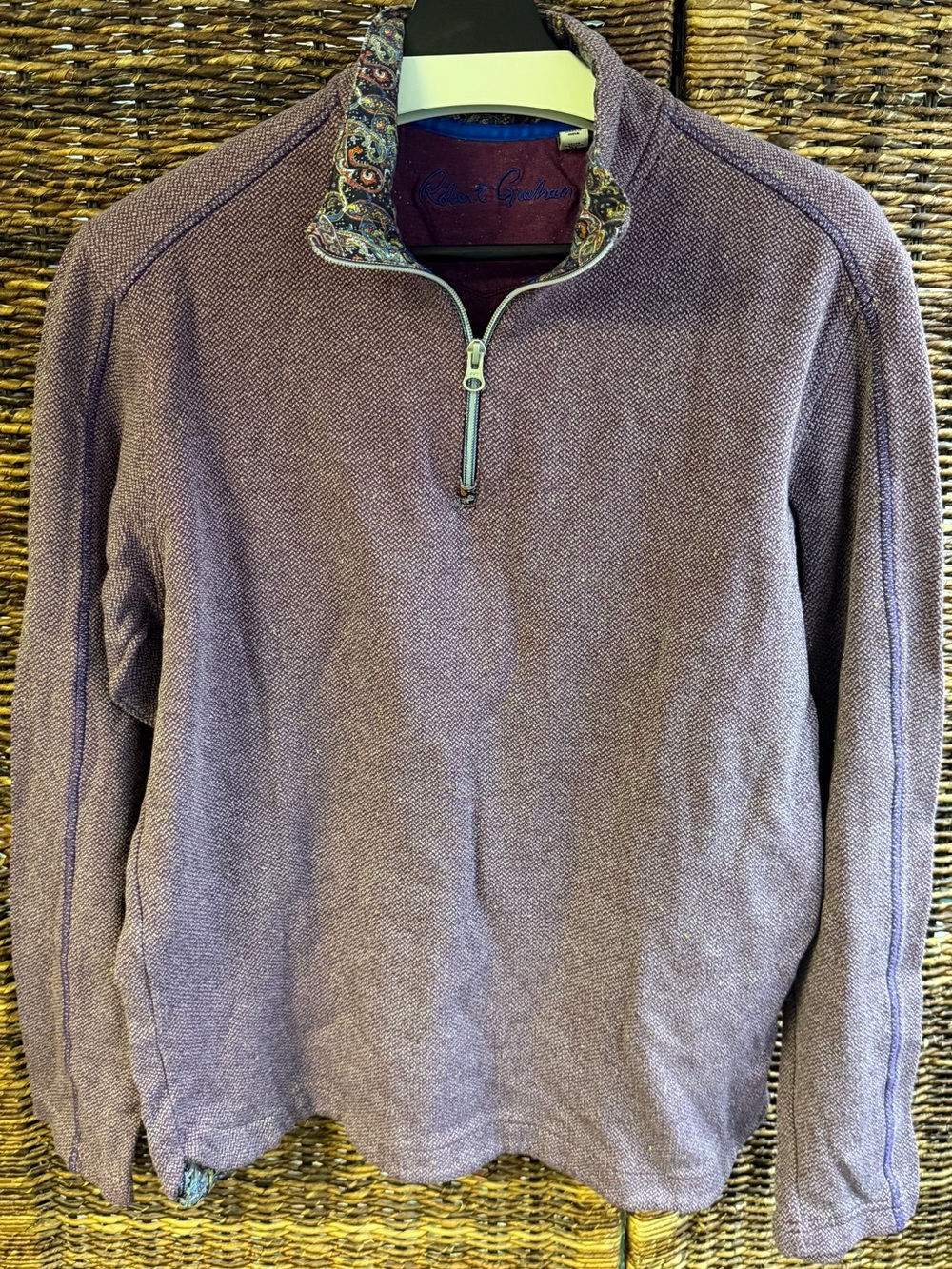 Robert Graham- Men's Quarter-Zip Sweater - Lavender Heather- Medium, Classic Fit